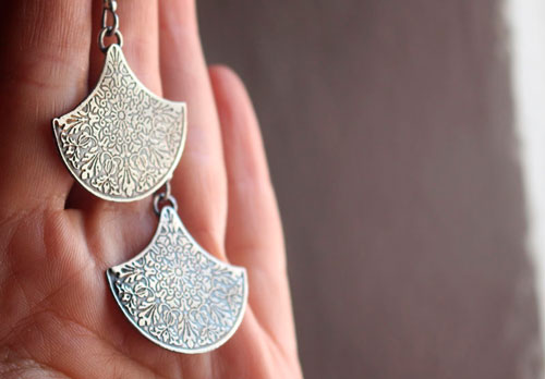 Terrarium, botanical earrings in sterling silver