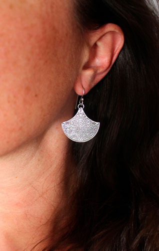 Terrarium, botanical earrings in sterling silver