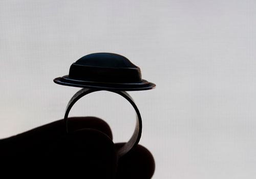 The blue of the waves, sea movement ring in silver and fluorite