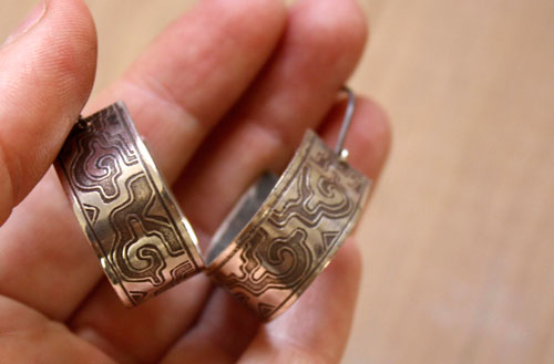 The cities of gold, Zapotec Pre-Hispanic earrings in silver