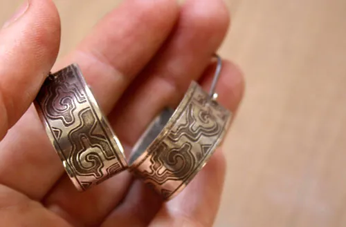 The cities of gold, Zapotec Pre-Hispanic earrings in silver