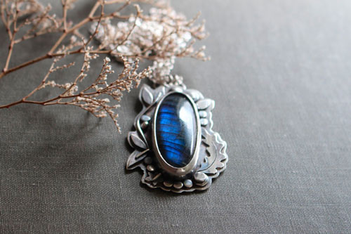 The clearing stream, organic silver and labradorite necklace