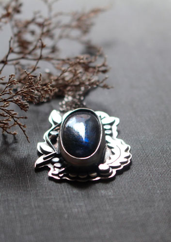 The clearing stream, organic silver and labradorite necklace