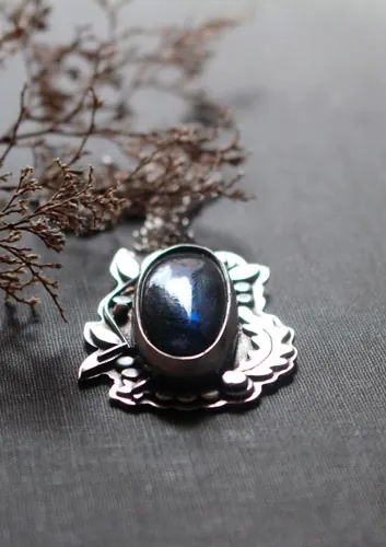 The clearing stream, organic silver and labradorite necklace