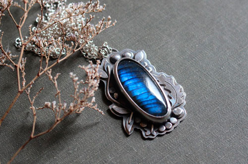 The clearing stream, organic silver and labradorite necklace