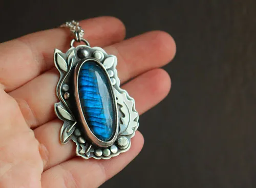 The clearing stream, organic silver and labradorite necklace