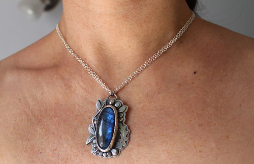 The clearing stream, organic silver and labradorite necklace