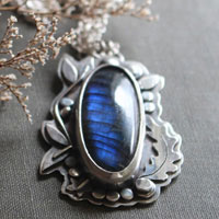 The clearing stream, organic silver and labradorite necklace