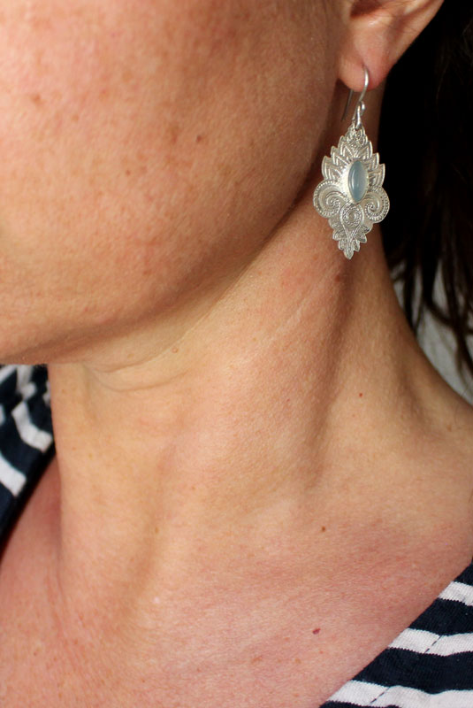 The color of water, oriental waters earrings in sterling silver and chalcedony