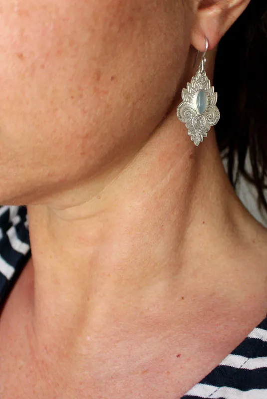 The color of water, oriental waters earrings in sterling silver and chalcedony