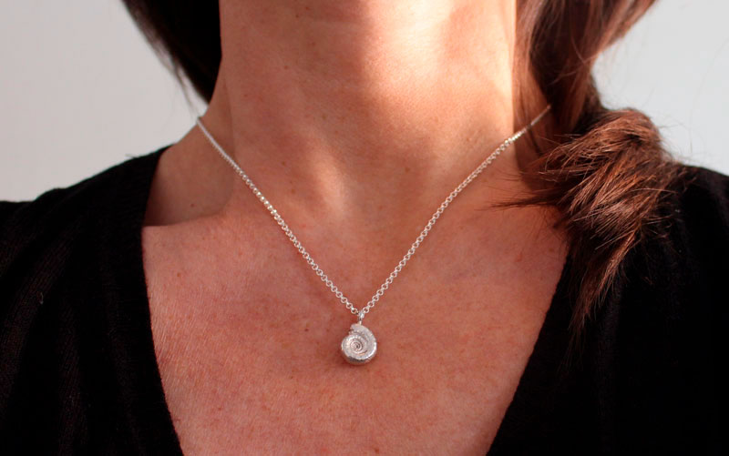 The cycle of life, eternal Ammonite pendant in sterling silver