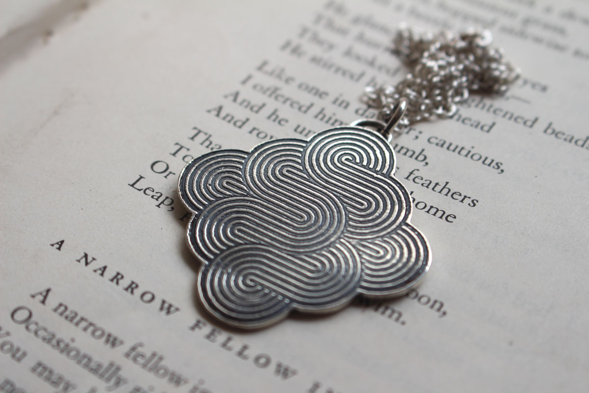 The dance of the wind, airy swirls necklace in sterling silver