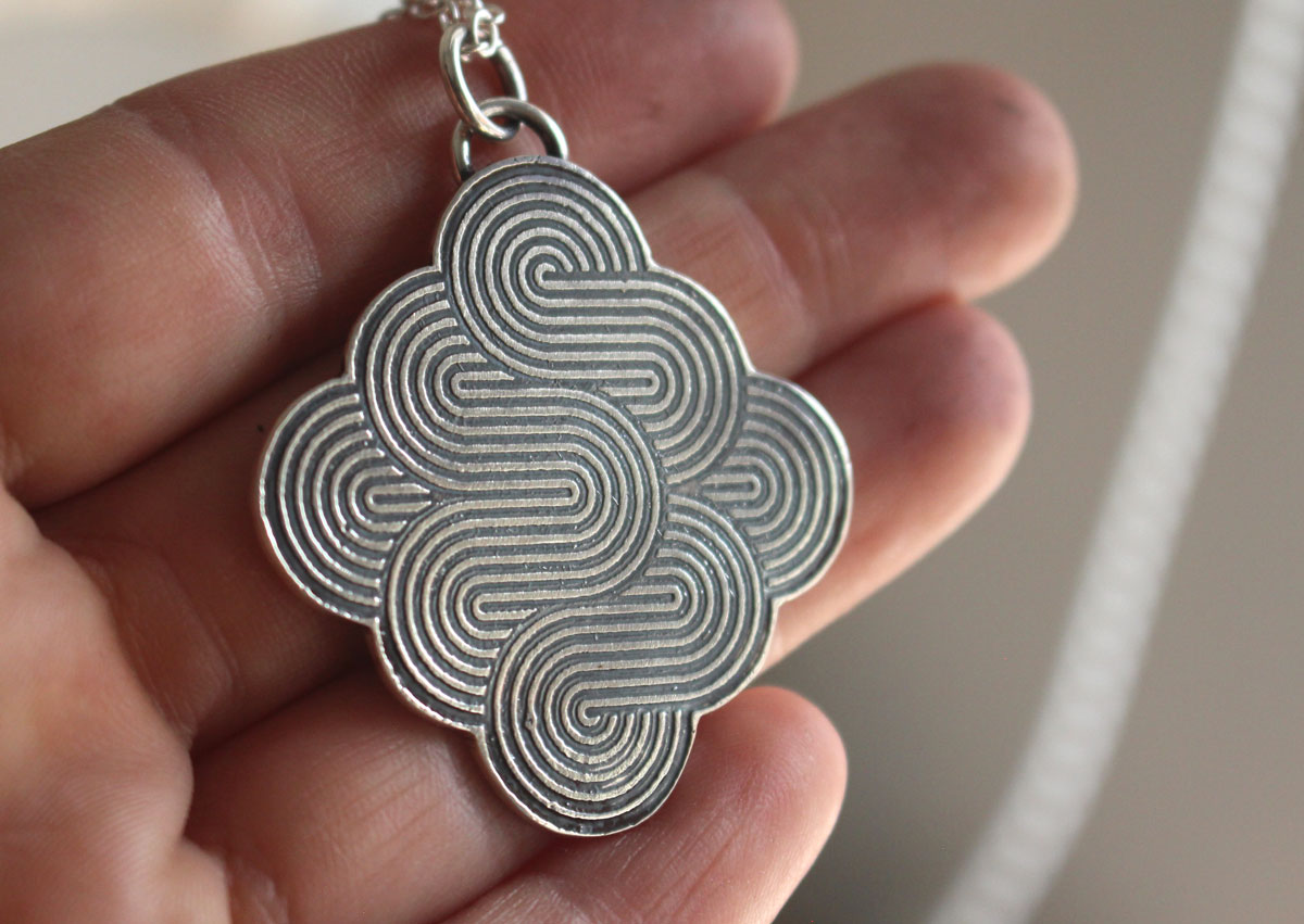 The dance of the wind, airy swirls necklace in sterling silver
