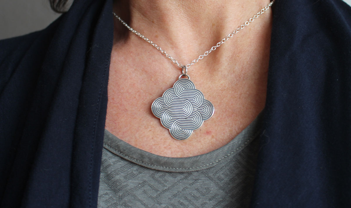 The dance of the wind, airy swirls necklace in sterling silver