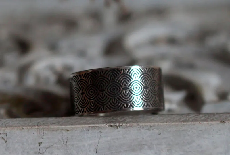 The door to the past, Neolithic spiral and circle ring in silver