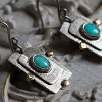 The dream of a star, celestial earrings in silver, gold and amazonite