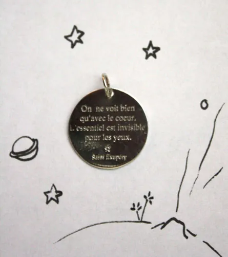 The fox’s wisdom, quote from the little Prince pendant in silver