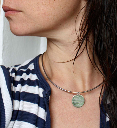 The fox&rsquo;s wisdom, quote from the little Prince pendant in silver