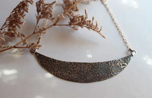 The garden on the moon, floral bib necklace in sterling silver
