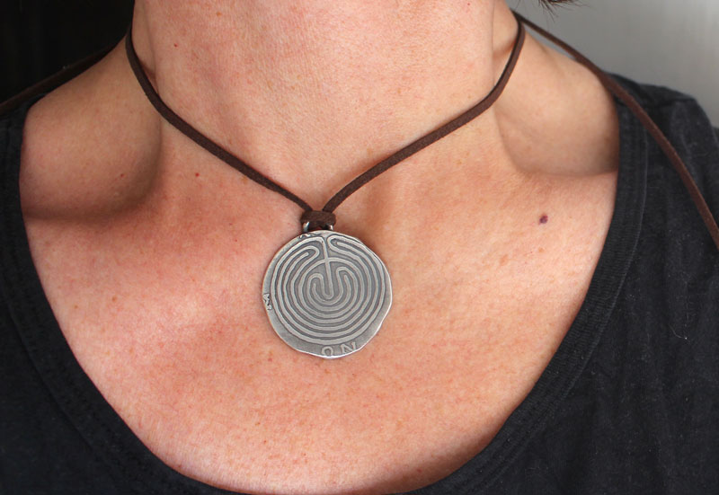 The Labyrinth of Knossos, Greek coin pendant in sterling silver