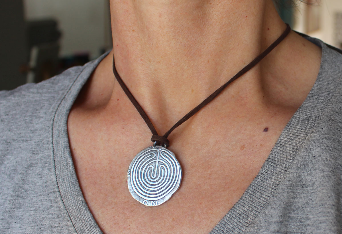 The Labyrinth of Knossos, Greek coin pendant in sterling silver