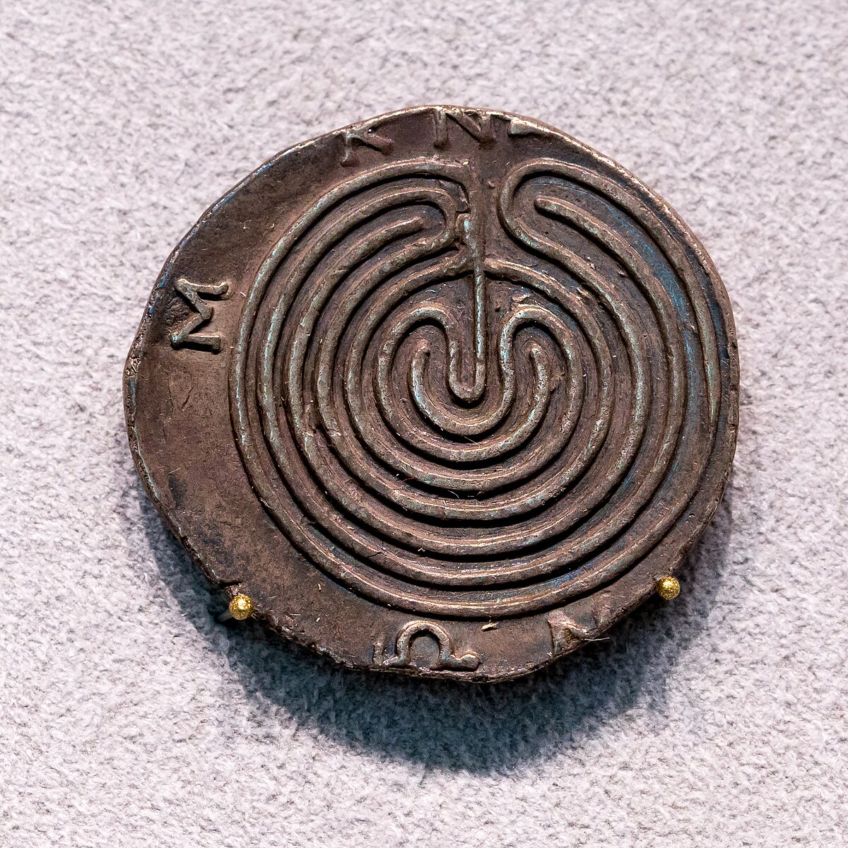 The Labyrinth of Knossos, Greek coin pendant in sterling silver