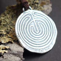 The Labyrinth of Knossos, Greek coin pendant in sterling silver