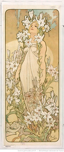 The lily of Mucha, Art Nouveau flower ring in sterling silver