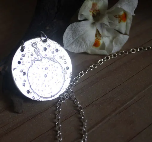 The Little Prince’s planet, Saint-Exupéry’s imaginative universe necklace in silver