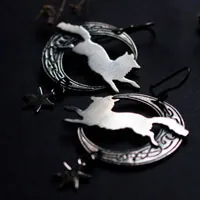 The moon fox, Celtic symbol animal earrings in silver