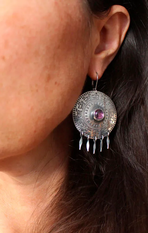 The path to the Andes, mystical bird’s earrings in silver and alexandrite