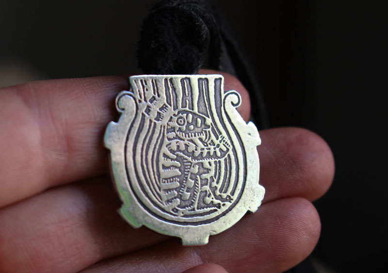 The rabbit in the moon, mayan legend necklace in sterling silver