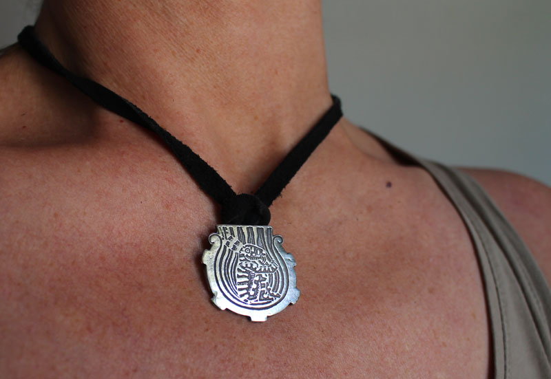 The rabbit in the moon, mayan legend necklace in sterling silver