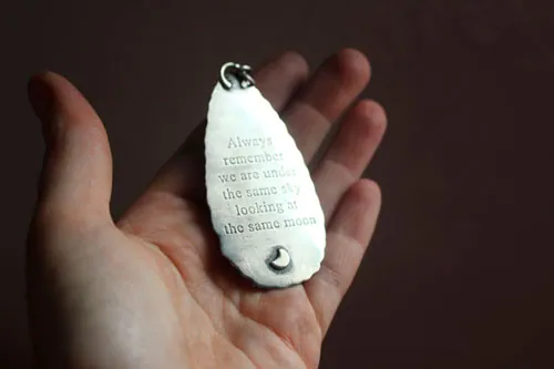 The same moon, romantic night sky pendant in silver and labradorite
