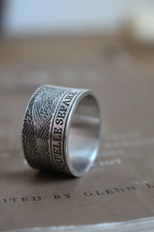 The sea joins the regions it separates, quote ring in sterling silver