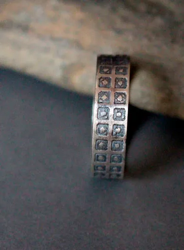 The sky and the earth, circle and square ring in sterling silver
