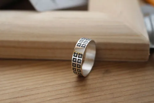 The sky and the earth, circle and square ring in sterling silver