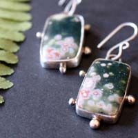 The song of the stars, night sky earrings in silver and ocean jasper