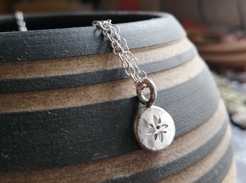 The soul is a delicate flower, botanical necklace in sterling silver