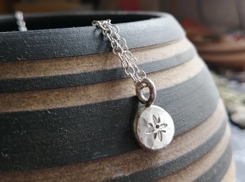 The soul is a delicate flower, botanical necklace in sterling silver