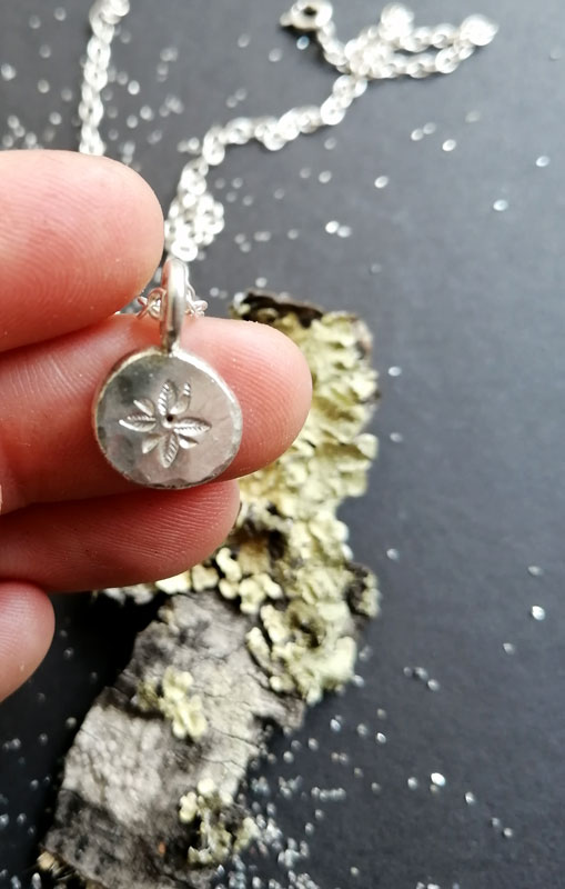 The soul is a delicate flower, botanical necklace in sterling silver
