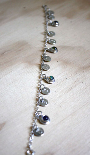 The tree of Jesse, family keepsake bracelet in silver with amethyst, opal, and peridot