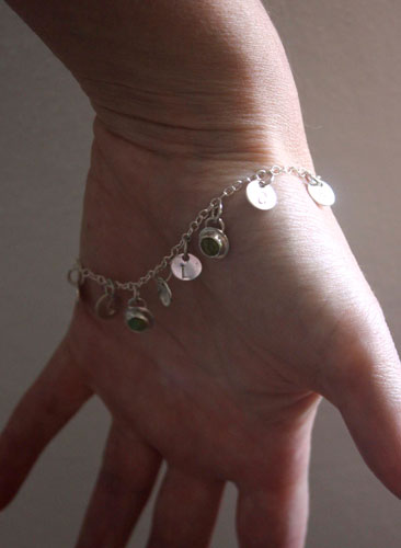 The tree of Jesse, family keepsake bracelet in silver with amethyst, opal, and peridot