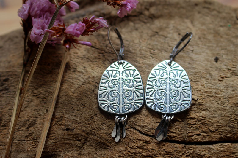 The tree of life, tree and bird earrings in silver