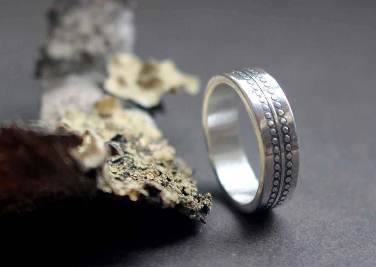 The wheel of time, chronology memento mori ring in silver