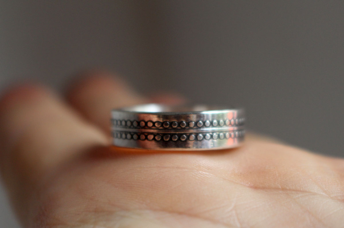 The wheel of time, chronology memento mori ring in silver