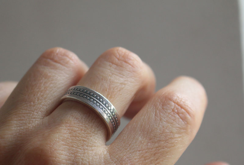 The wheel of time, chronology memento mori ring in silver