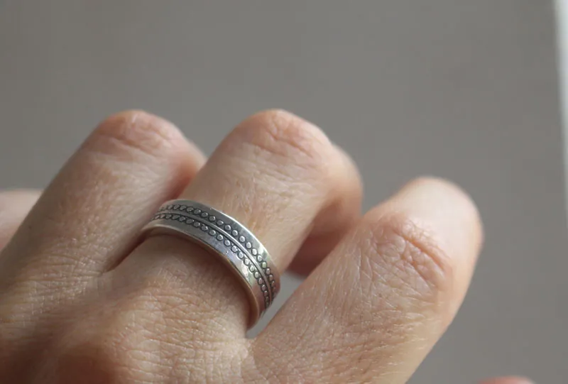 The wheel of time, chronology memento mori ring in silver