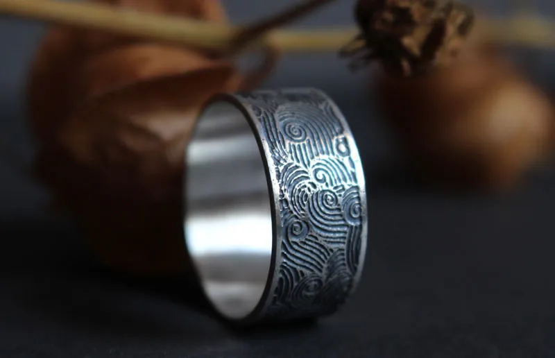 The wind, air element ring in sterling silver