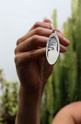 Those you love, deer and bird necklace in sterling silver